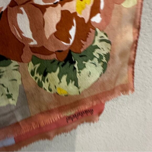 Oscar De La Renta | vintage floral silk scarf light weight summer scarf - Picture 3 of 5